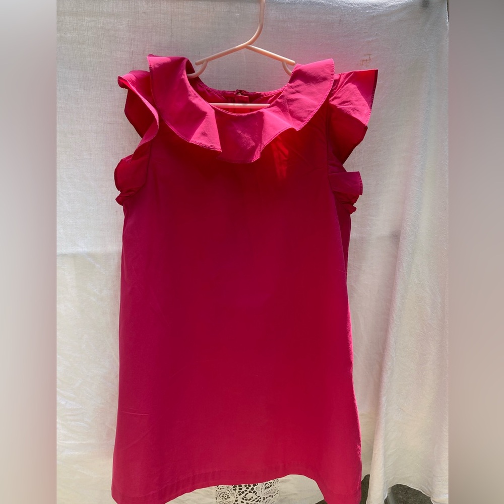 Jacadi Paris hot pink sleeveless cotton ruffle dress